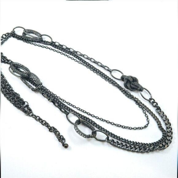 Premier Designs Jewelry - Premier Designs Urbanite 36" Necklace Hematite Multi-Strand Chains Statement